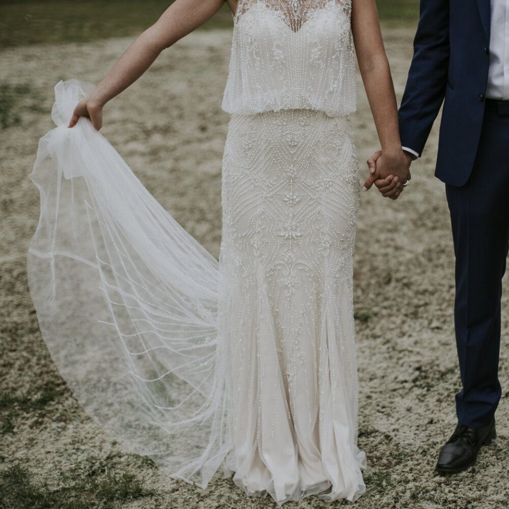 BHLDN Jacinda Wedding Gown Size 4, 6, 8 NEW Art Deco 1920's Beaded - Picture 6 of 13